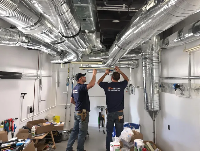 Smithfield Air Duct Cleaning technician applying professional duct sealing solutions in Smithfield