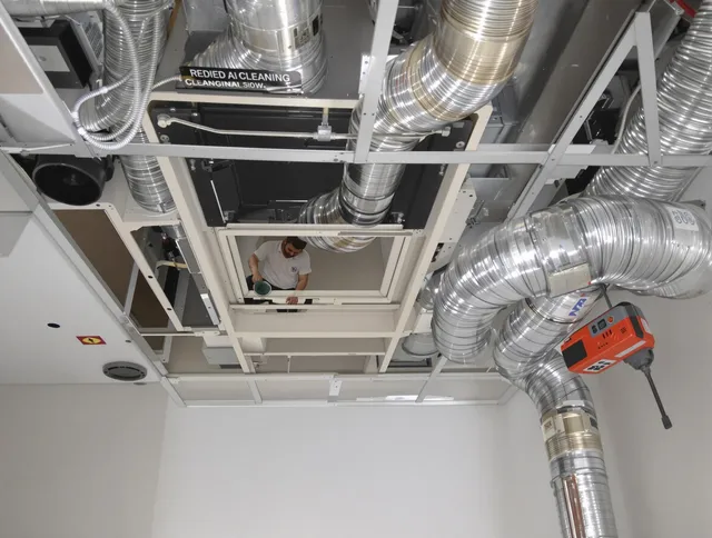 Smithfield Air Duct Cleaning technician performing detailed central duct system cleaning in Smithfield