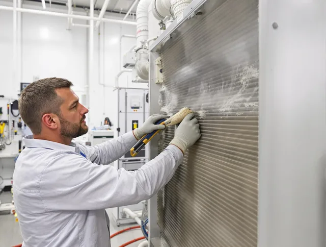 Smithfield Air Duct Cleaning technician performing precision commercial coil cleaning at a Smithfield business