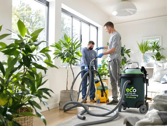 Smithfield Air Duct Cleaning technician performing eco-friendly duct cleaning using sustainable methods in Smithfield