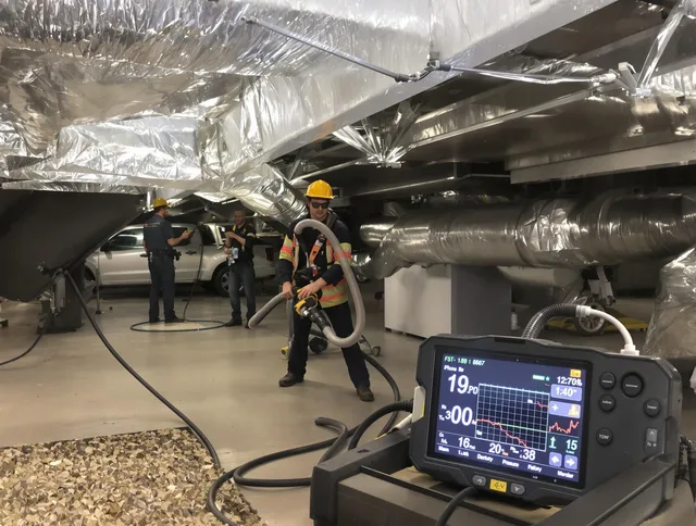 Professional negative pressure duct cleaning by Smithfield Air Duct Cleaning in Smithfield